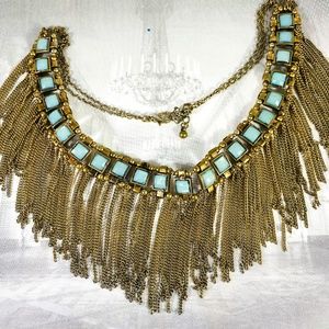 Stunning Vintage gold chain collar Bib necklace Egyptian vibes